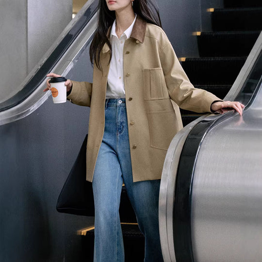 Damen Stylische Oversized-Jacke mit hohem Kragen Shop Nory