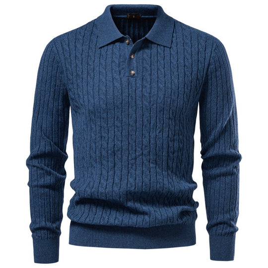 Herren Feinstrick-Polo mit Zopfmuster und Kragen Shop Nory