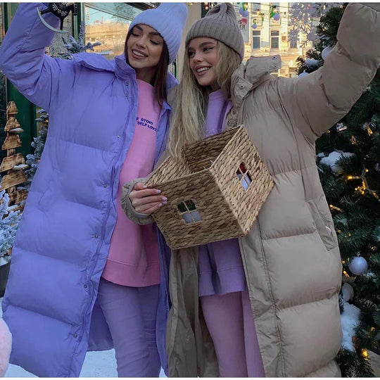 Shopnory | Winter Lange Steppjacke mit Futter für Damen Ideal für Kaltes Wetter