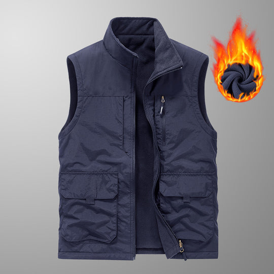 Herren Utility-Weste mit Teddyfleece-Futter, Multifunktionstaschen und hohem Stehkragen Shop Nory