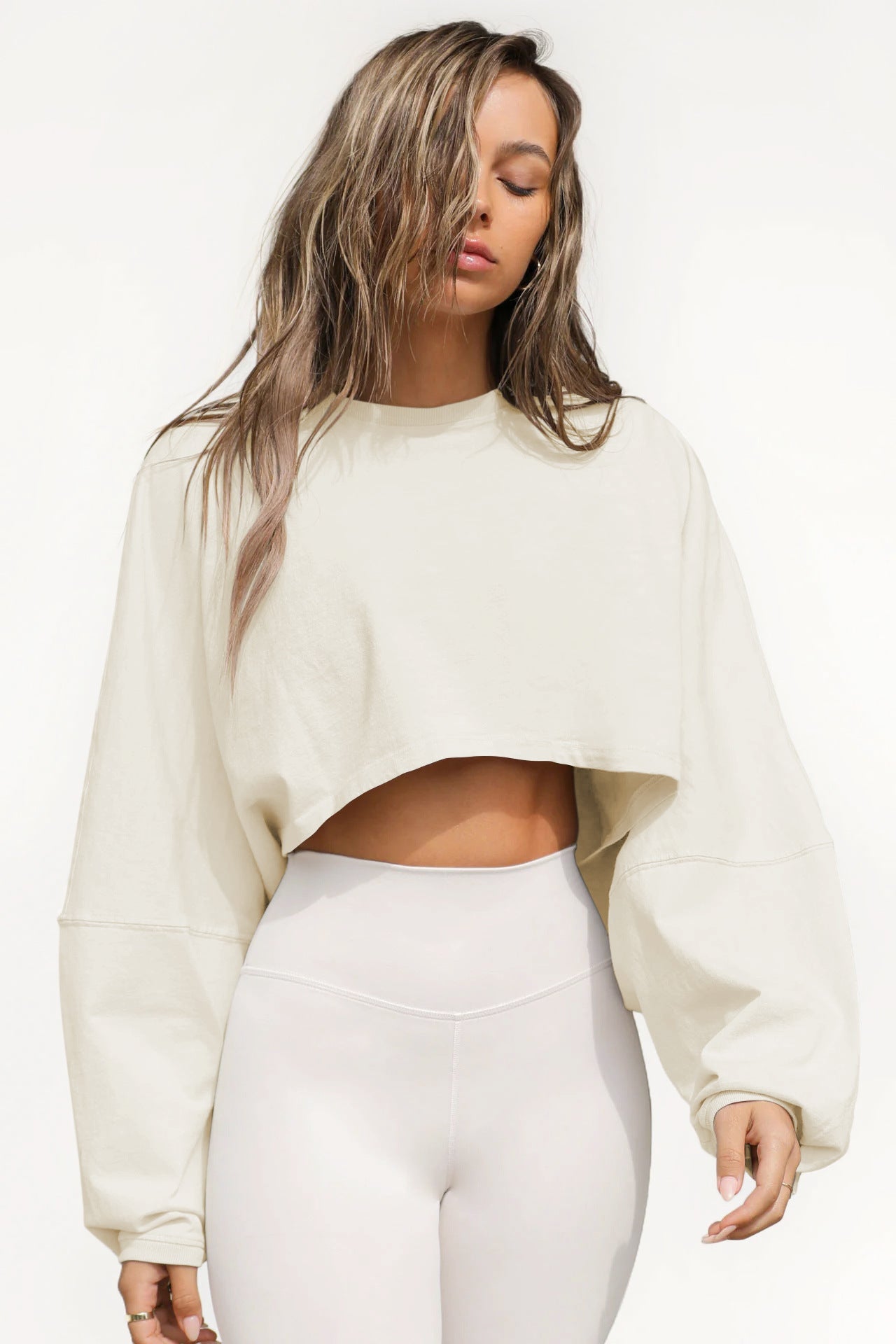 Damen lässiger Crop-Pullover