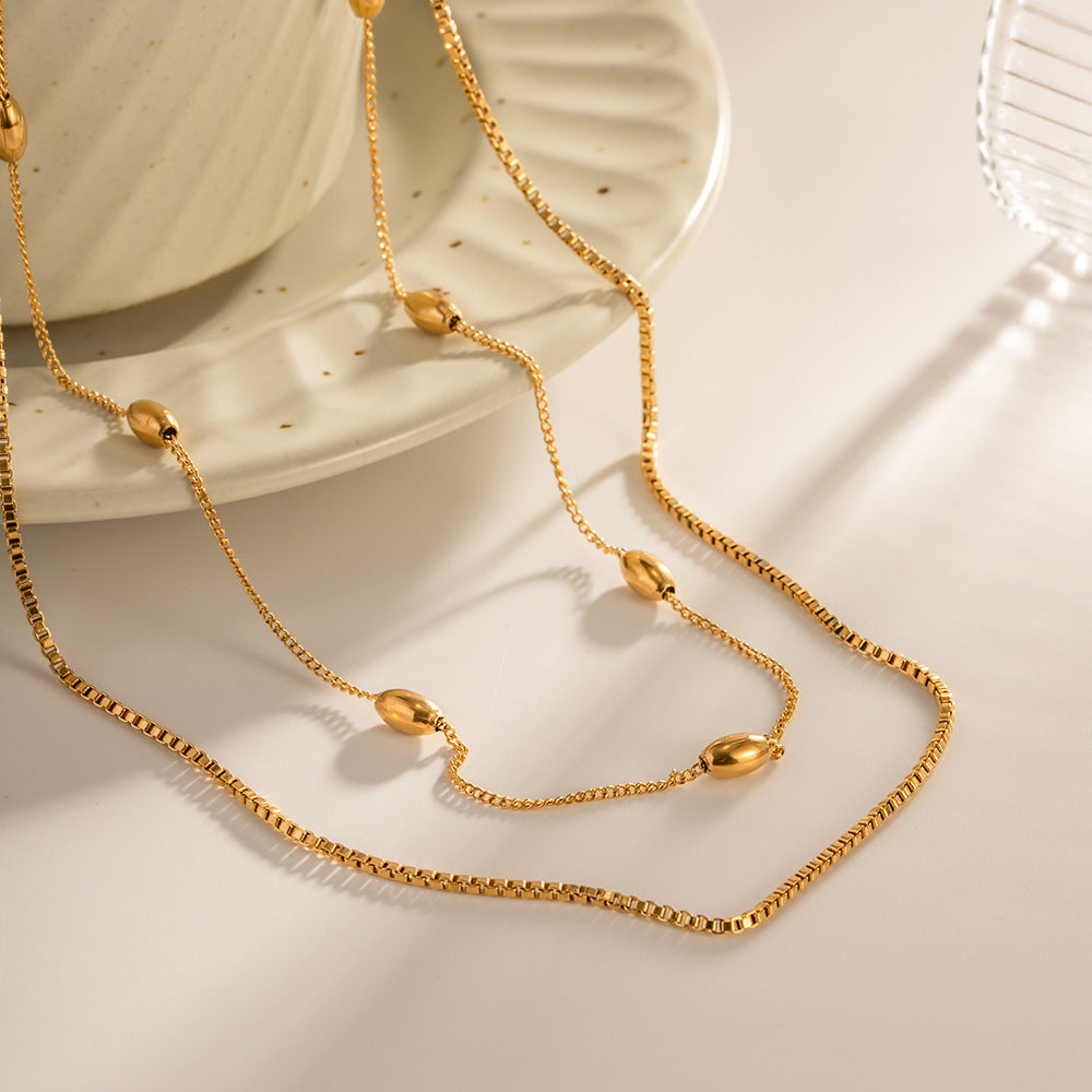 Damen mehrlagige Edelstahl-Halskette mit elegantem Design Shop Nory