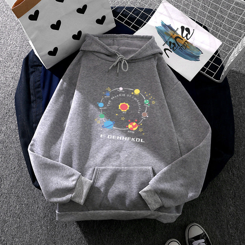 Damen nan Kapuzenpullover im Astronomie‑Print mit Kängurutasche und verstellbarem Kordelzug Shop Nory