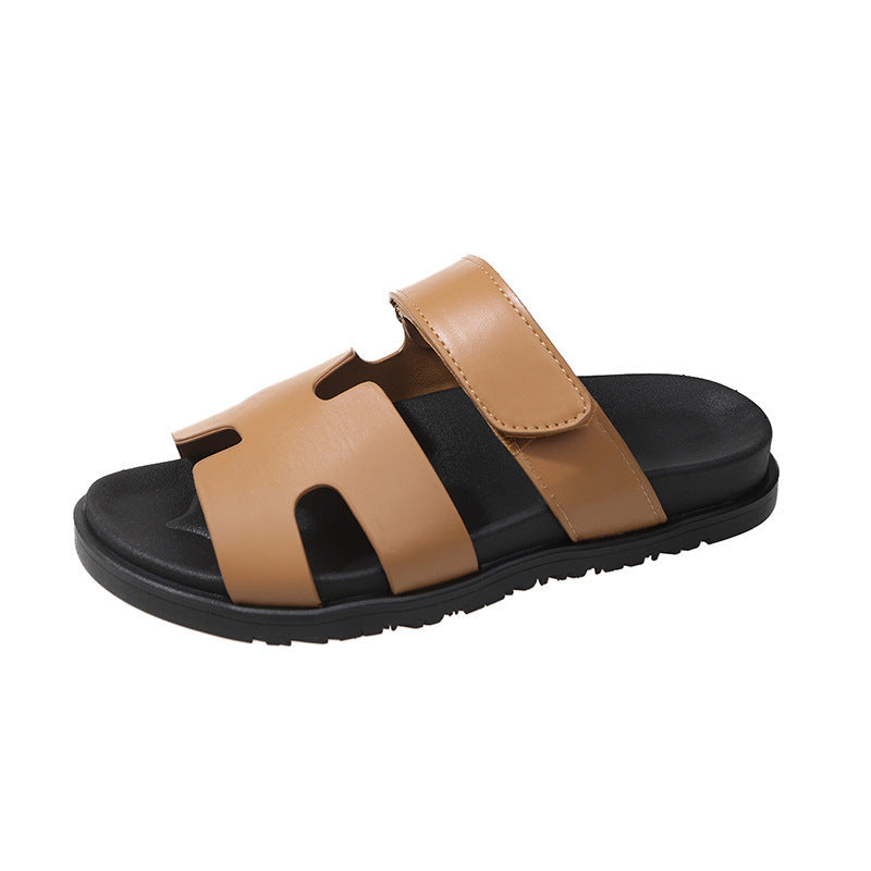 Damen komfortable Veloursleder-Sandalen mit verstellbarem Klettverschluss und rutschfester Sohle Shopnory