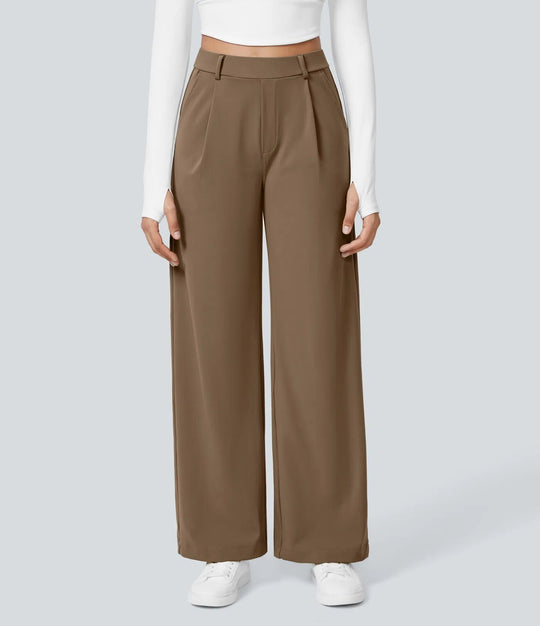 Damen Weite High‑Waist Palazzo‑Hose mit Bundfalten und Eingrifftaschen Shop Nory
