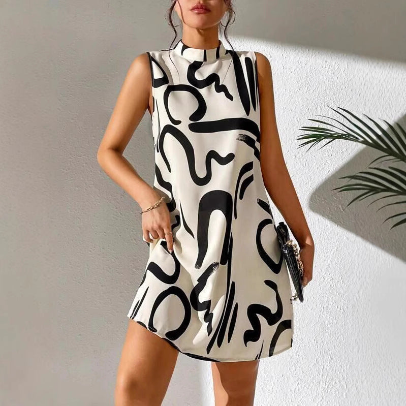 Damen Minimalistisches Cocktailkleid mit modernem grafischen Muster