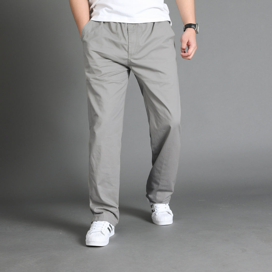 Herren Locker geschnittene Chinohose mit elastischem Bund und seitlicher Reißverschlusstasche Shop Nory