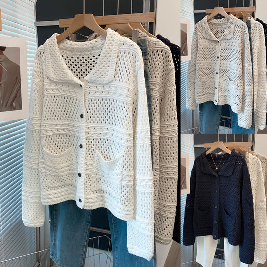 Damen Lässige Strickjacke im Lochmuster Shop Nory