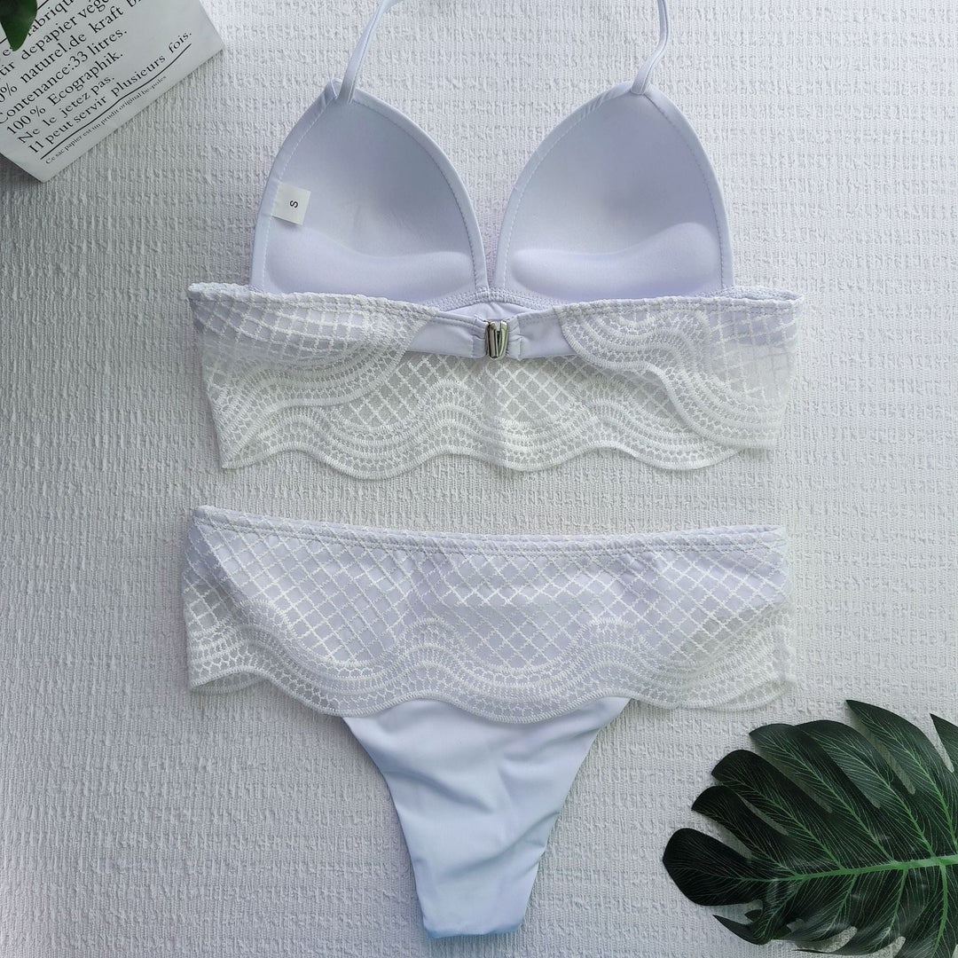 Damen Triangel-Bikini mit gehäkeltem Detail