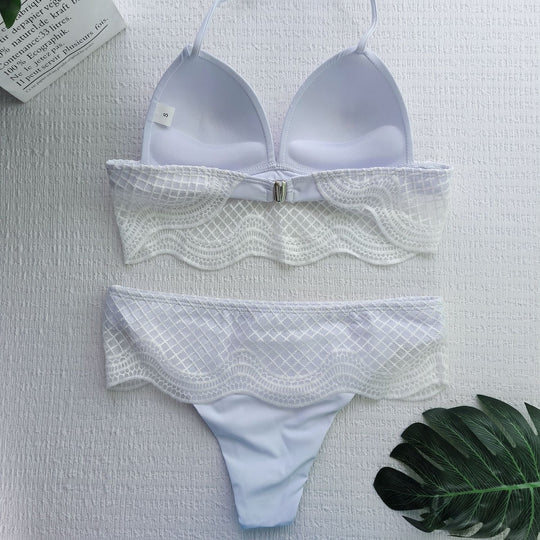 Damen Triangel-Bikini mit gehäkeltem Detail