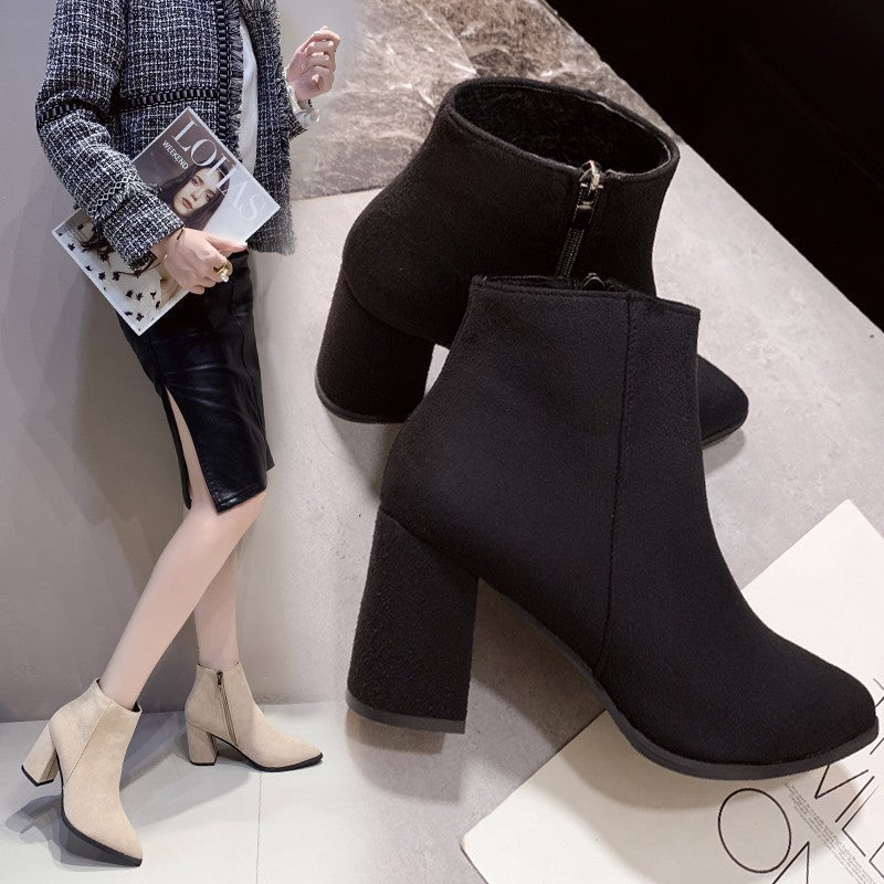 Damen Stiefeletten mit elegantem Blockabsatz und praktischem Reißverschluss