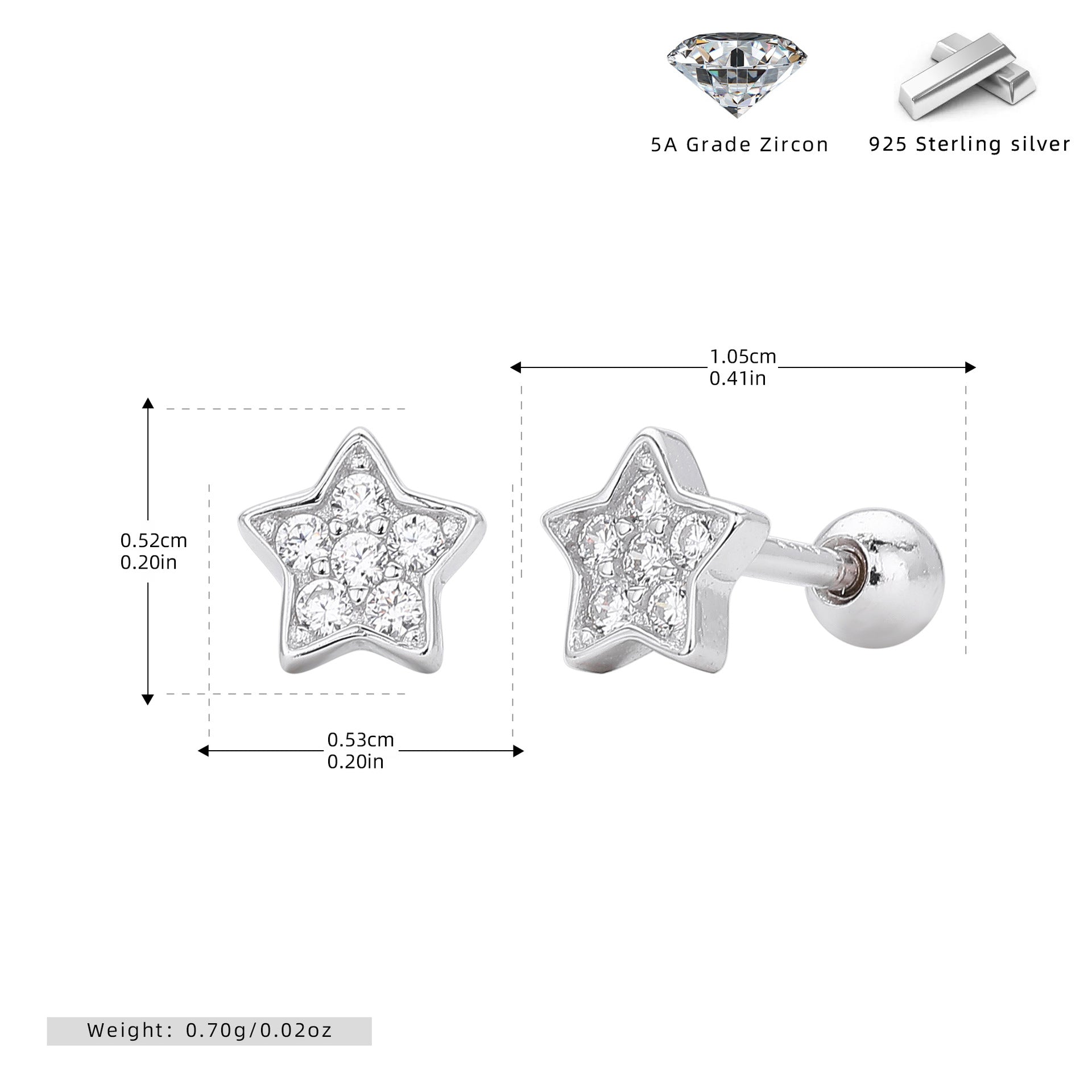Damen Ohrstecker im funkelnden Sterndesign mit hochwertigem Zirkonbesatz Shop Nory