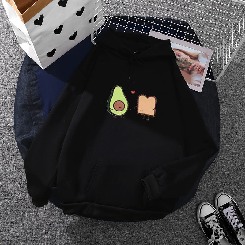 Damen nan gemütlicher Kapuzenpullover mit Avocado‑Toast-Illustration, weichem Fleece-Innenfutter und Kängurutasche Shop Nory