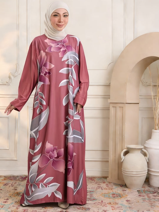 Damen Maxikleid im Kaftan-Stil mit handbemaltem Blumenprint Shop Nory