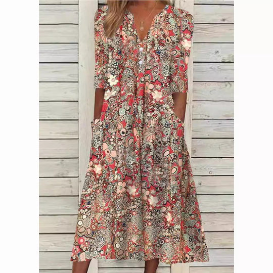 Stilvolle Blumige Hemdblusenkleid