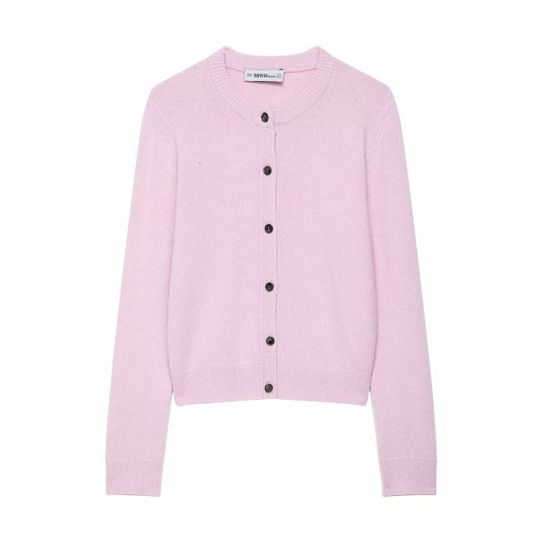 Damen Kurzgeschnittener Feinstrick-Cardigan mit Rundhalsausschnitt und Rippbündchen Shop Nory
