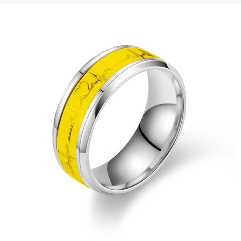 Herren Ring mit kunstvollem Herzschlag-Design und eleganter Edelstahl-Oberfläche Shop Nory