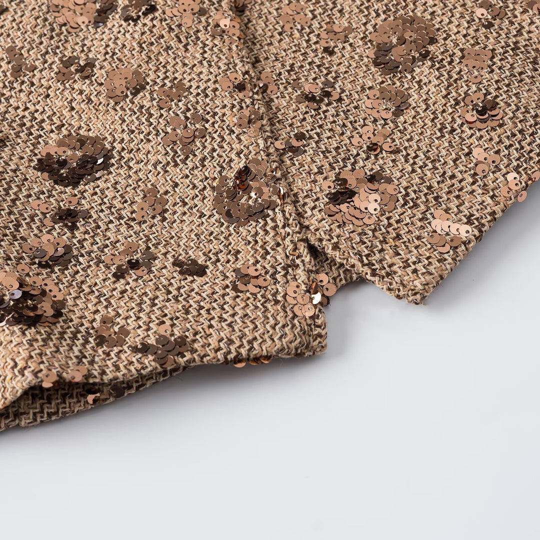 Damen Ärmellose Glitzer-Tweed-Weste mit Wickeloptik und Paillettenbesatz Shop Nory