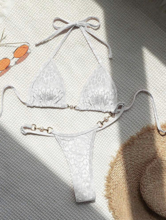Damen Triangel-Bikini mit dekorativen Akzenten und raffiniertem Schnitt
