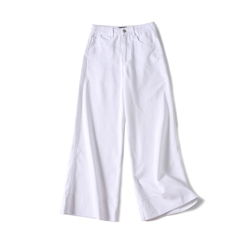 Damen Weite hochtaillierte Palazzo-Hose aus Baumwollmix mit Umschlagsaum Shop Nory
