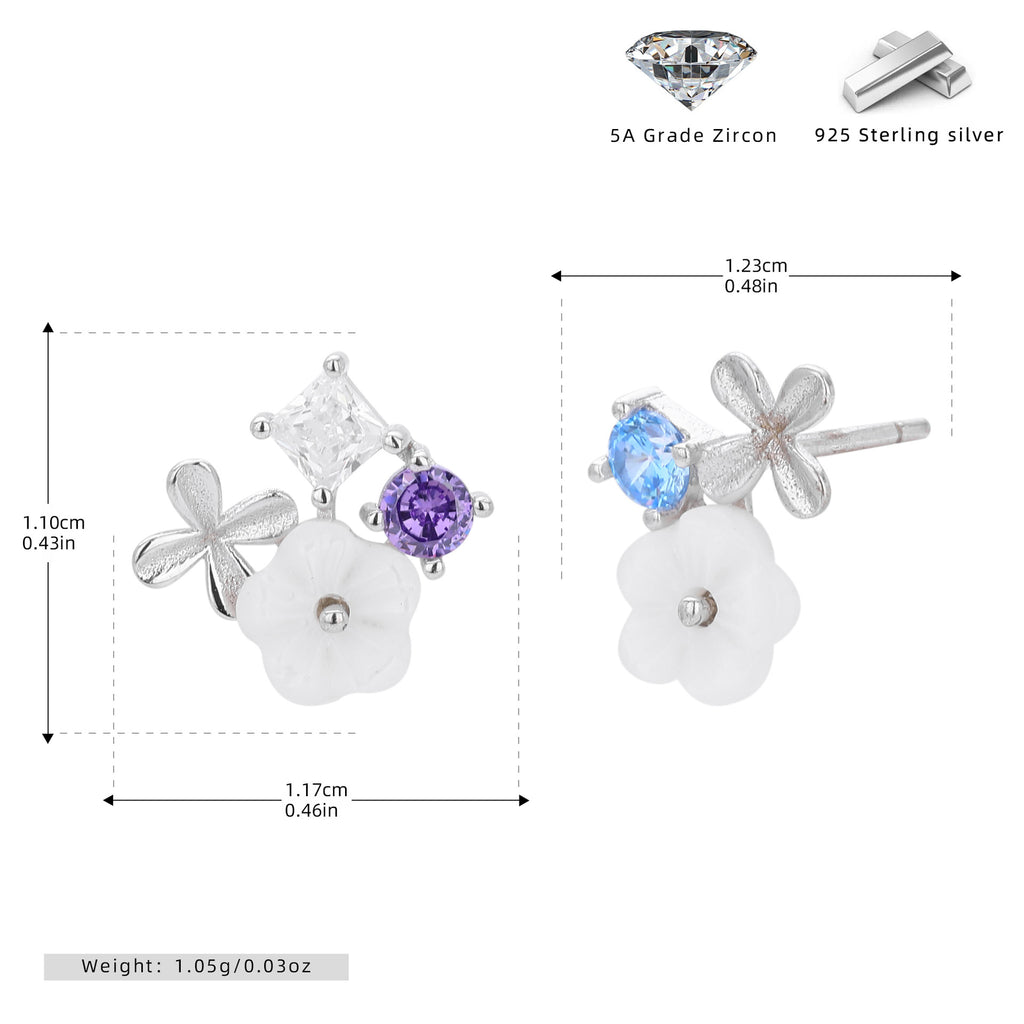 Damen Ohrstecker mit funkelnden Zirkonia in elegantem Blüten-Design Shop Nory