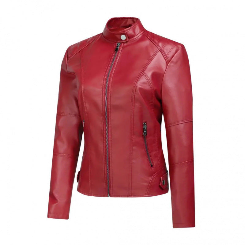Damen Elegante und moderne Kunstlederjacke