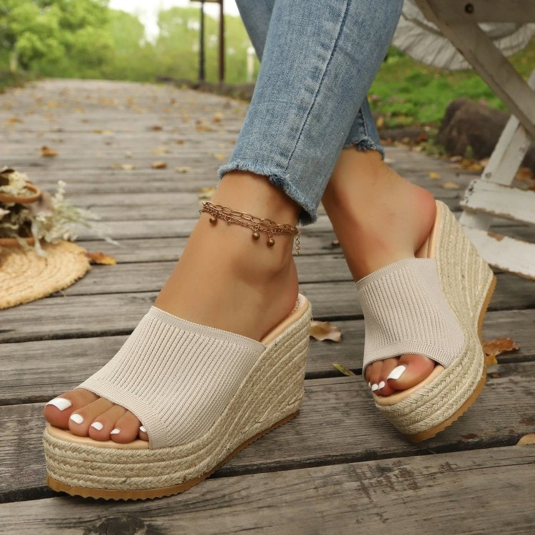 Damen Wedge-Sandaletten mit weichem Obermaterial und bequemer Sohle
