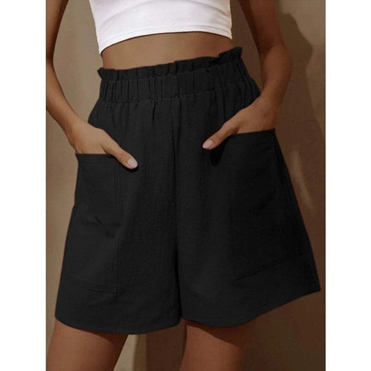 Shorts aus Baumwolle und Leinen mit hoher Taille für Damen