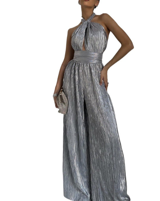Damen Jumpsuit mit elegantem Wickeldesign und raffinierten Falten