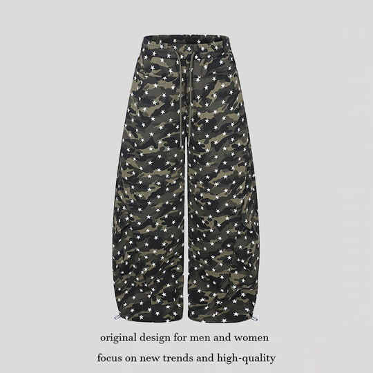 Damen Lässige Palazzohose im Balloon-Cut mit Camouflage‑Sternenprint und verstellbarem Saum Shop Nory