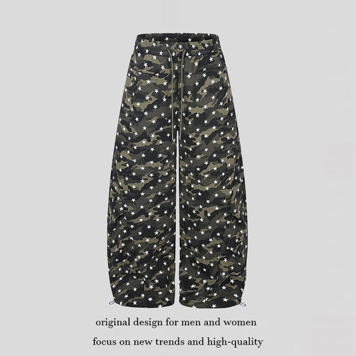 Damen Lässige Palazzohose im Balloon-Cut mit Camouflage‑Sternenprint und verstellbarem Saum Shop Nory