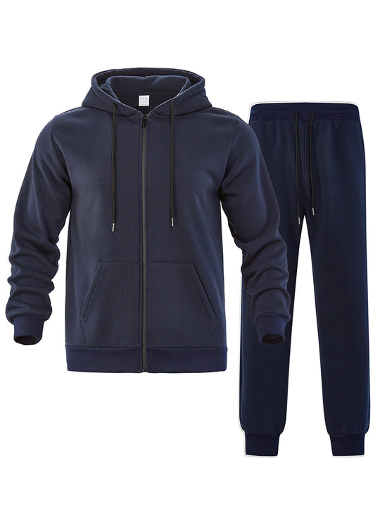 Herren nan zweiteiliges Jogginganzug-Set mit durchgehendem Reißverschluss Kapuzenjacke und taillierter Jogginghose Shop Nory