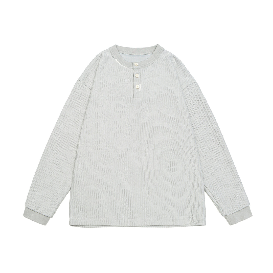 Unisex Gerippter Henley-Pullover mit Knopfleiste Oversize-Schnitt Shop Nory