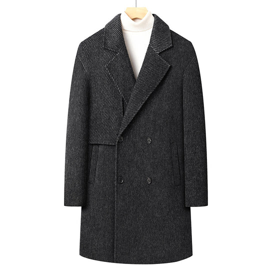 Herren Langer doppeltreihiger Wollmix-Mantel mit strukturiertem Revers Shop Nory