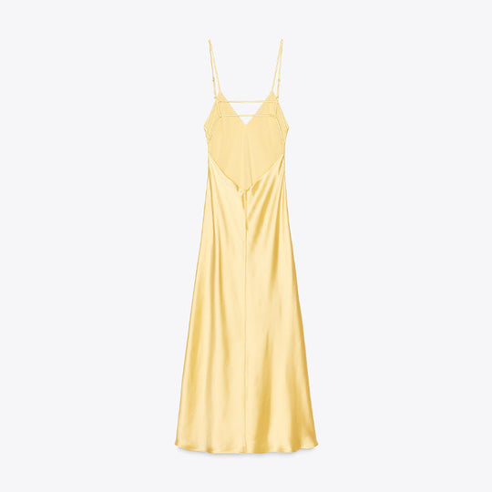 Damen Satin-Maxikleid mit zarten Trägern und elegantem Dekolleté