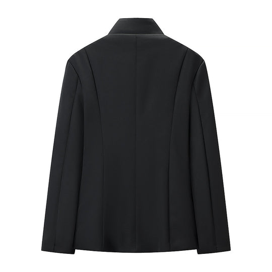 Herren Schmal geschnittener Sakko-Kurzblazer mit Stehkragen und minimalistischem Verschluss Shop Nory