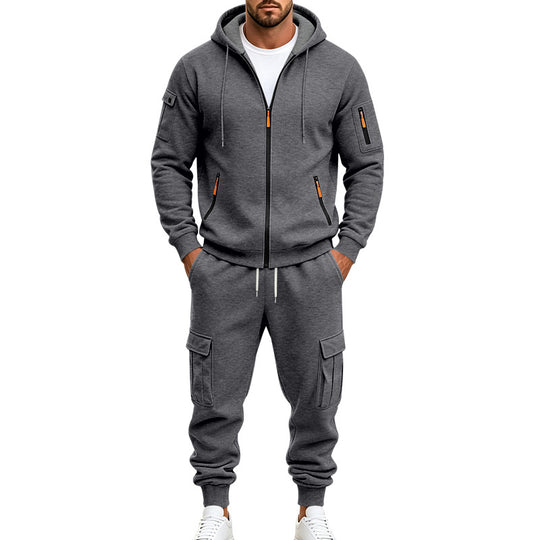 Herren Funktionales Cargo-Sweatset mit Kapuzenjacke und Mehrfachtaschen-Jogger Shop Nory