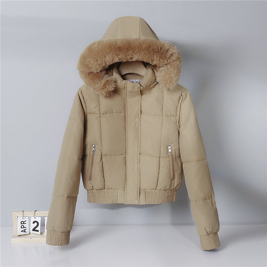 Damen nan gesteppte Bomberjacke mit Kapuze und Kunstfellbesatz Shop Nory