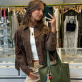 Damen Wildlederjacke mit Fransen