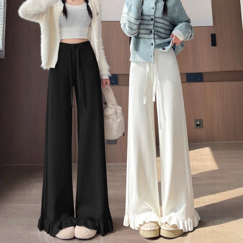 Damen Elegante, weiche Lounge-Hose mit Rüschenabschluss Shop Nory