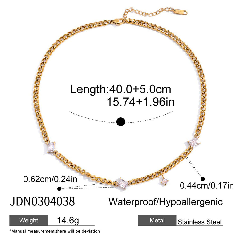 Damen Halskette mit funkelnden Zirkonia und robustem Edelstahl-Design Shop Nory