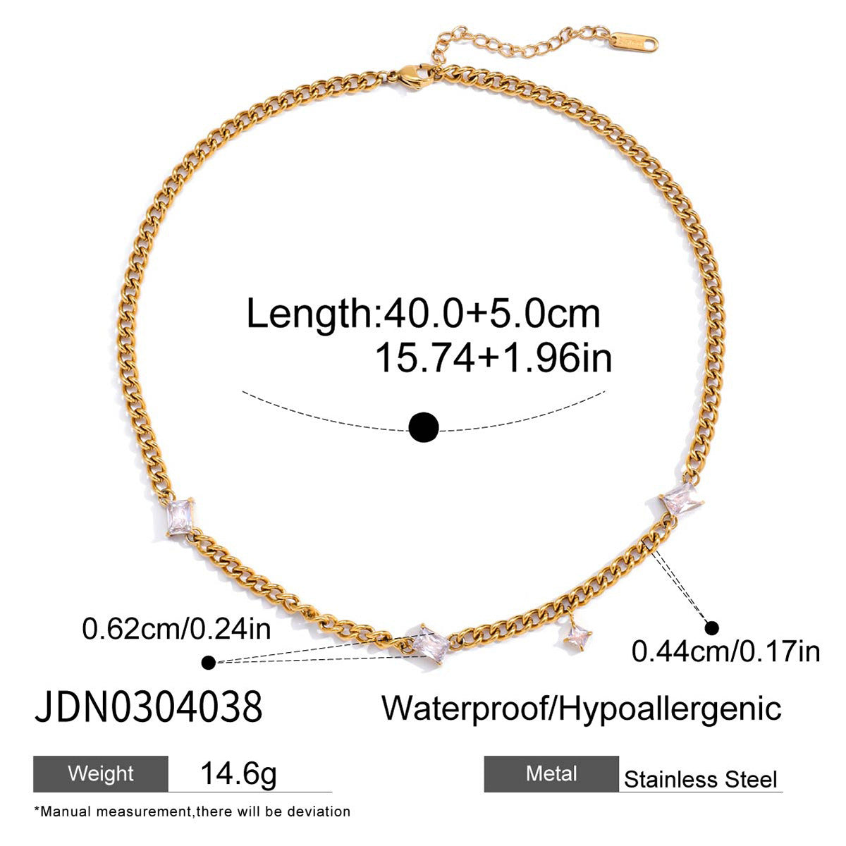 Damen Halskette mit funkelnden Zirkonia und robustem Edelstahl-Design Shop Nory