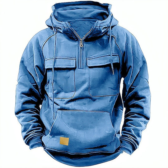 Herren nan Utility Kapuzenpullover mit aufgesetzten Brusttaschen und halbem Reißverschluss Shop Nory