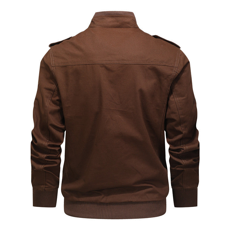 Herren Canvas-Fieldjacke mit Mehrfachtaschen, Stehkragen und Rippbündchen Shop Nory