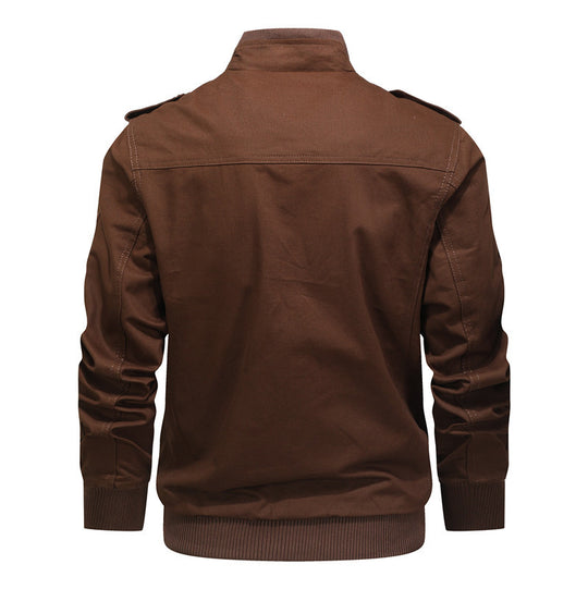 Herren Canvas-Fieldjacke mit Mehrfachtaschen, Stehkragen und Rippbündchen Shop Nory
