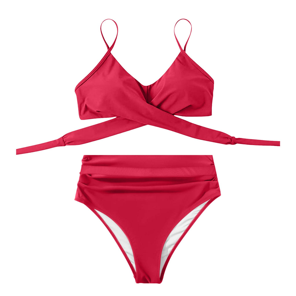 Damen High-Waist Bikini Set mit modischem Wickel-Oberteil