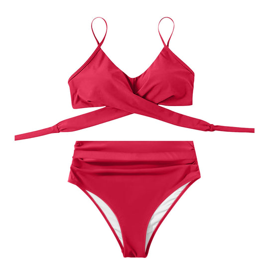 Damen High-Waist Bikini Set mit modischem Wickel-Oberteil