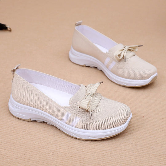 Damen Schlupf-Strick-Sneaker mit dekorativer Schleife und gedämpfter Plateausohle Shop Nory