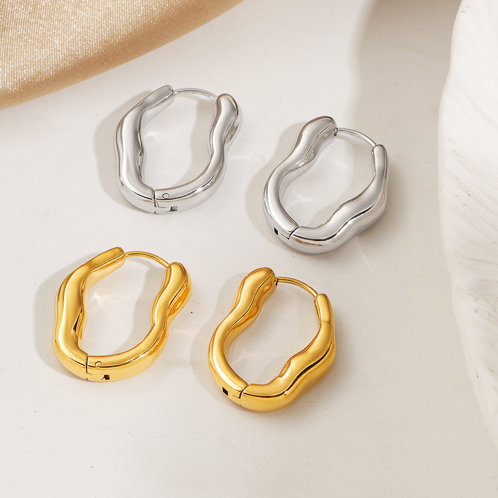 Damen Skulpturale Silber Creolen Ohrringe Shop Nory
