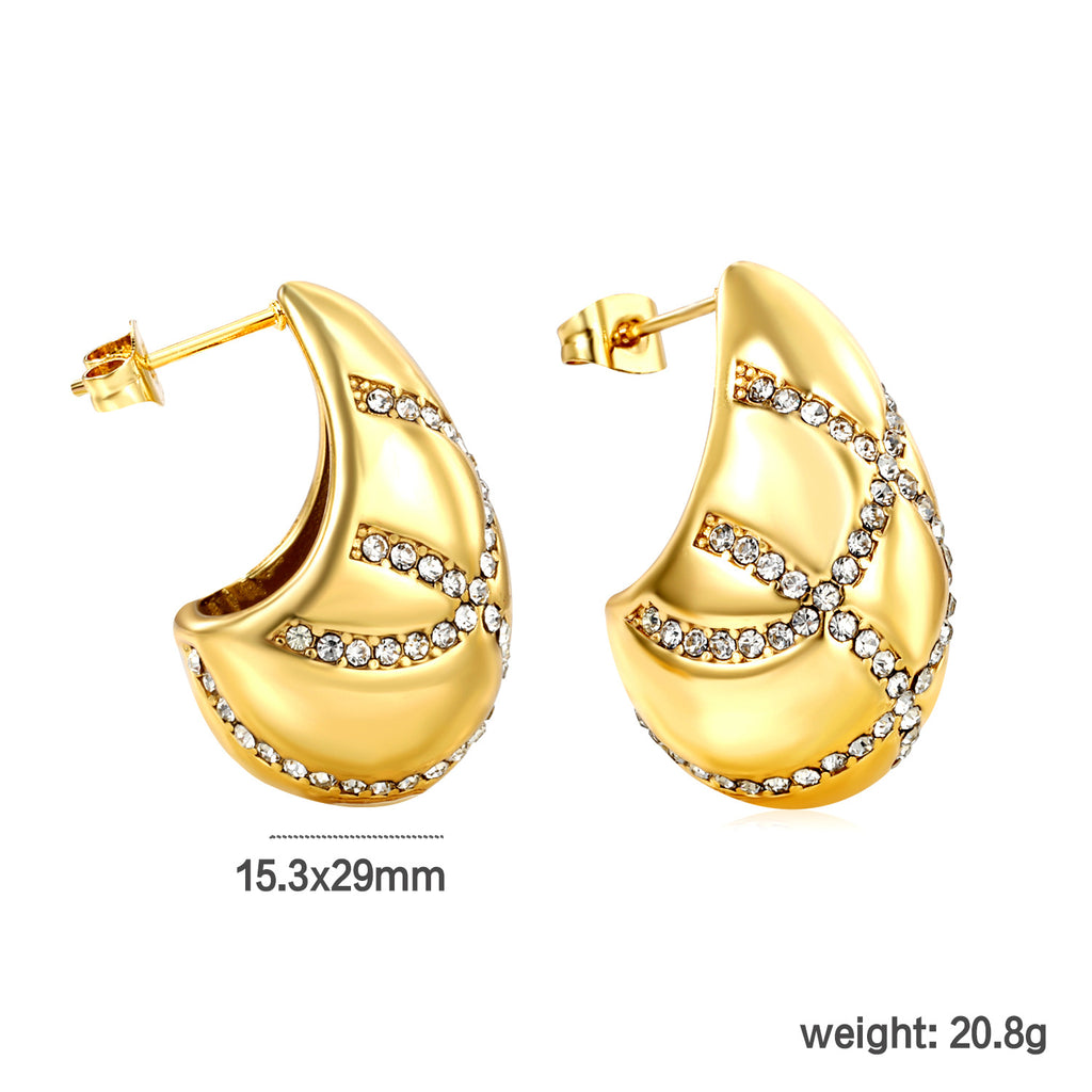 Damen Elegante goldplattierte Edelstahl Ohrstecker Shop Nory